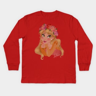 Flower Crown princess Kids Long Sleeve T-Shirt